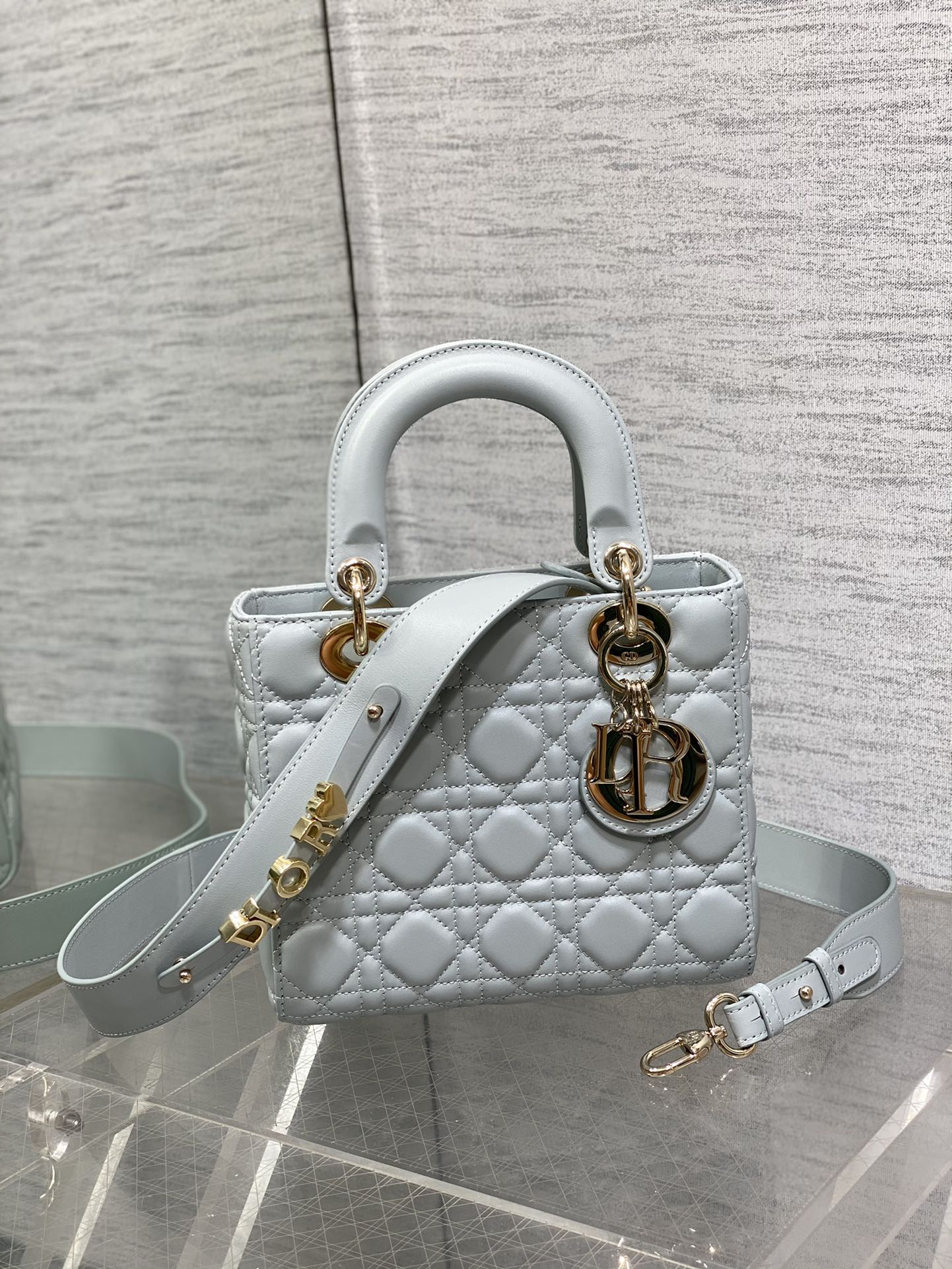 Small Lady Dior My ABCDior Bag Gray Cannage Lambskin